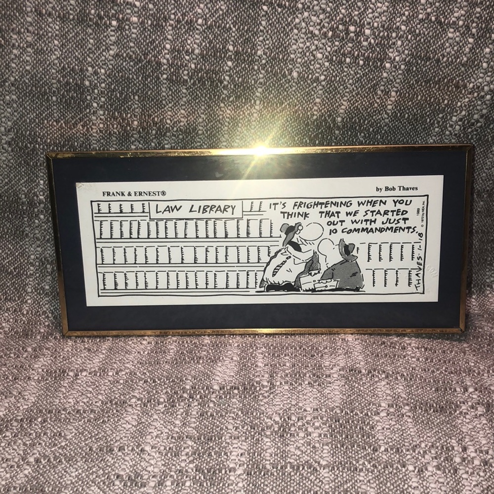 Frank & Ernest framed cartoon desk art. 1972